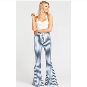 NWT Show Me Your Mumu Striped Berkely Bell Pants